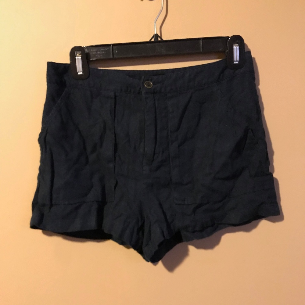 Navy Linen Shorts